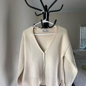 Zara Cream Button-Up Cardigan